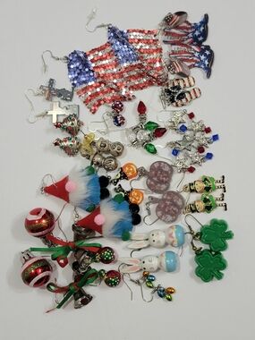 Holiday Halloween July 4th Christmas Easter Earring Bundle Lot